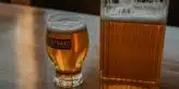 clear drinking glass with beer