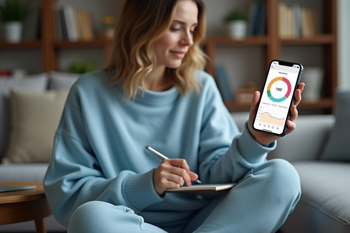 Femme utilisant une application de suivi des cycles menstruels irréguliers pour calculer son terme de grossesse