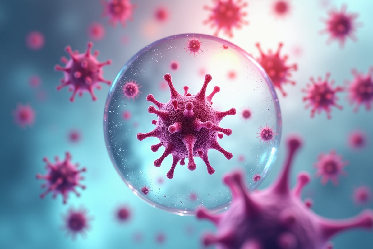 Bactéries vues au microscope dans un laboratoire