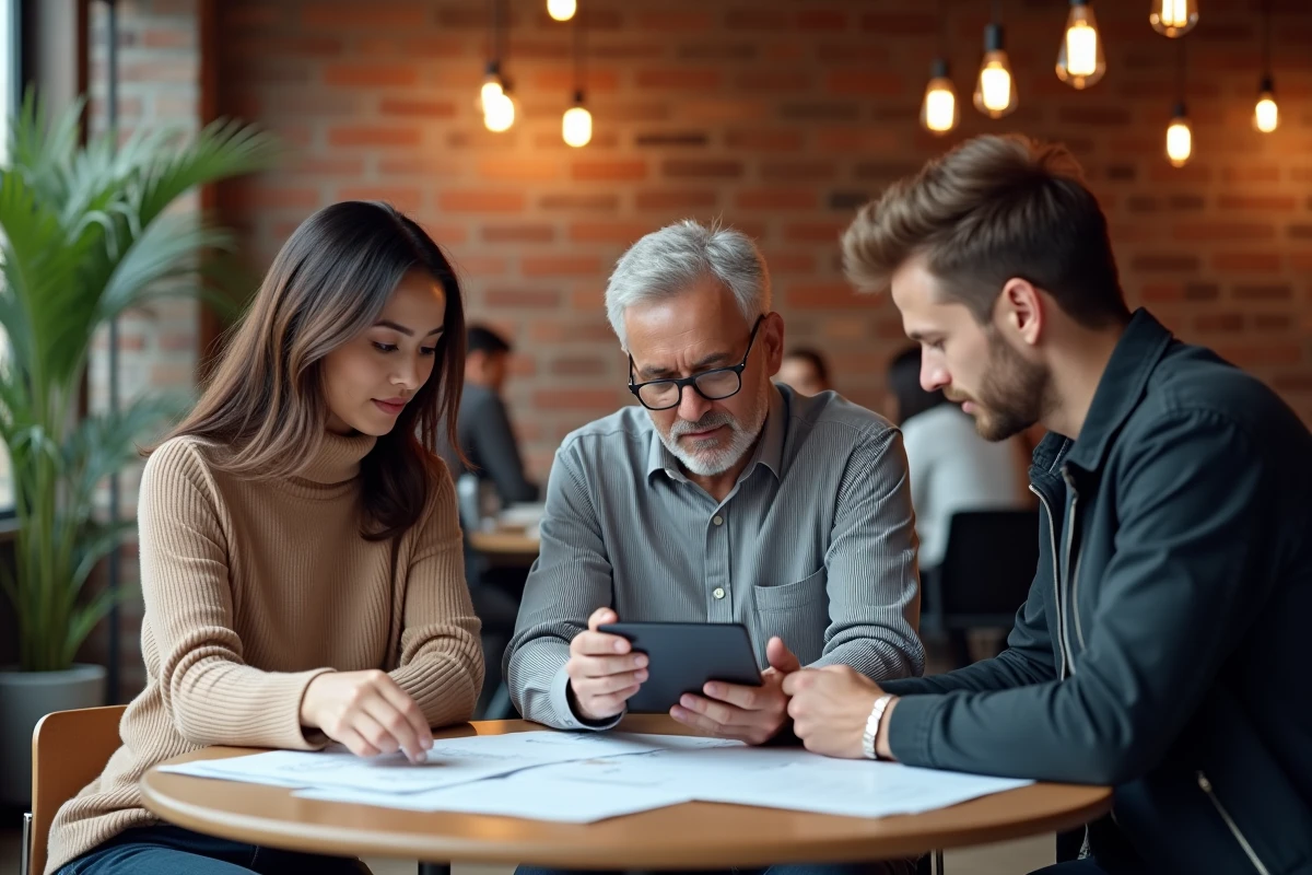 Équipe de professionnels RH collaborant sur l'adaptation de contrats d'intérim suite à la loi Rist
