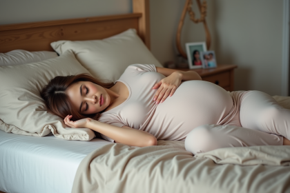 Femme enceinte dormant paisiblement dans sa chambre