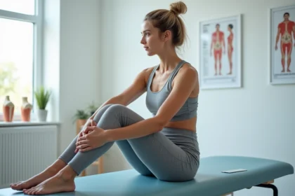 Femme d'âge moyen en tenue de sport dans une clinique