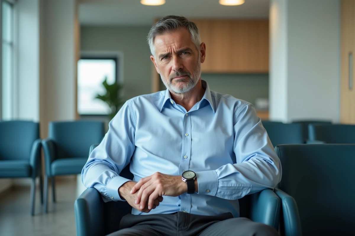 Homme anxieux assis dans une salle d