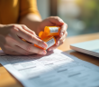 Mains tenant des boîtes de médicaments prescription