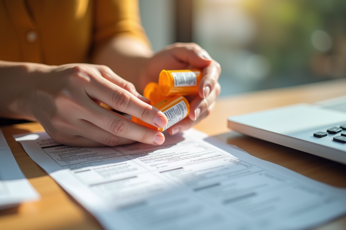 Mains tenant des boîtes de médicaments prescription