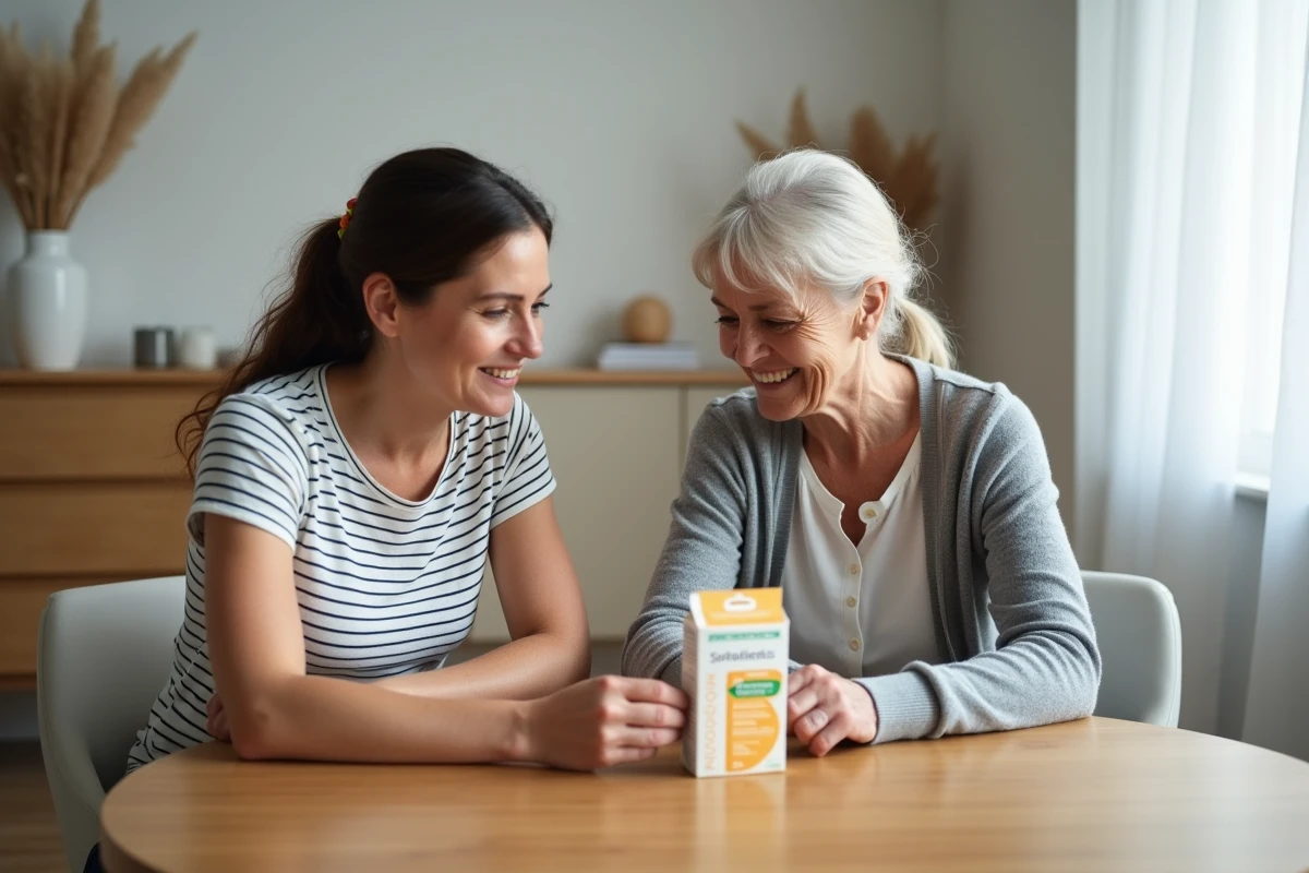 Mère et fille discutant des bienfaits du probiotique Floravia Avis ensemble